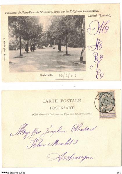 Lubbeek  Pensionnat de Notre-Dame du St Rosaire, dirigé par les Religieuses Dominicaines Boulevards