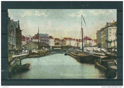 BRUXELLES: Quai Aux Charbons, gelopen postkaart 1909 (GA17974)