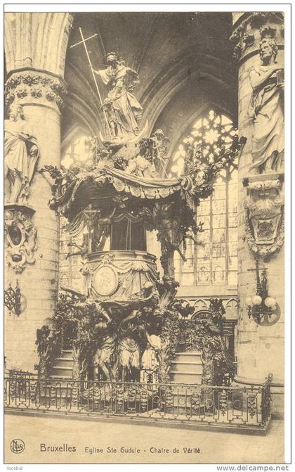 cp , BRUXELLES , Monuments , Edifices , Eglise Sainte-Gudule , Chaire de Vérité , voyagée 1935