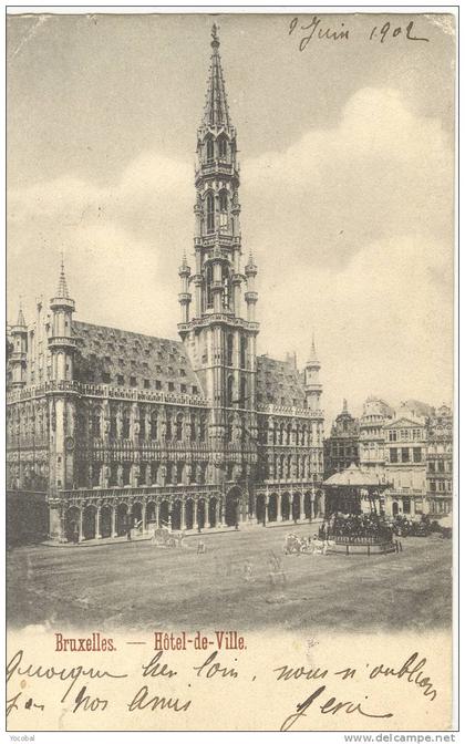 cp , BRUXELLES , Monuments , Edifices , Hôtel de Ville , dos simple , voyagée 1903