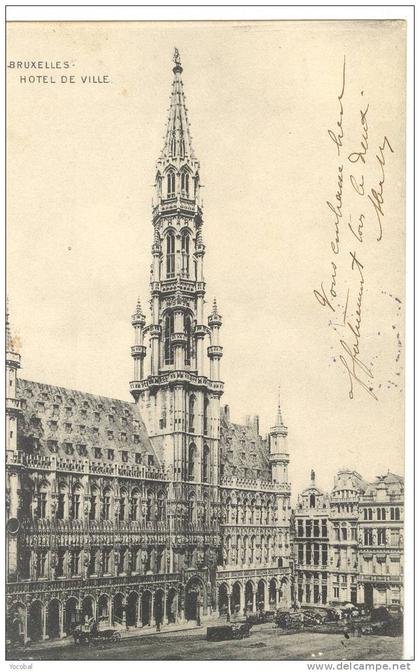 cp , BRUXELLES , Monuments , Edifices , Hôtel de Ville , dos simple , voyagée 1904