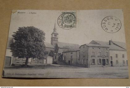 Musson,1908,l'église,à voyagé très belle carte ancienne, pour collection