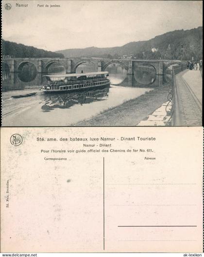 Namur Namen  wallonisch: Nameûr Maasbrücke/Pont le Jambe, Fähre 1913