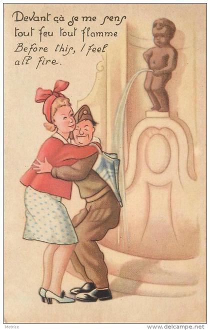 BRUXELLES - Manneken Pis, carte humoristique.