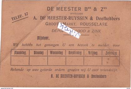Roeselare :  De Meester (  zie scans )