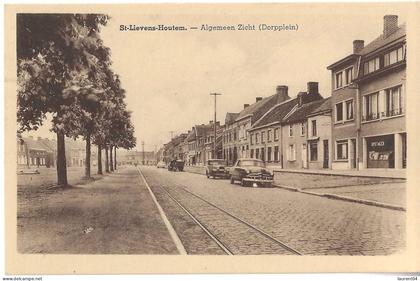 SINT LIEVENS HOUTEM.  ALGEMEEN ZICHT. DORPPLEIN. VUE RAILS TRAM.  AUTOS .
