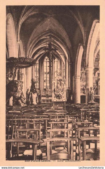 [-15%] BELGIQUE - Sint Pieters Leeuw - Kerk binnenzicht - autel - religion - vitrail - Edit Gegy - Carte Postale Ancienn