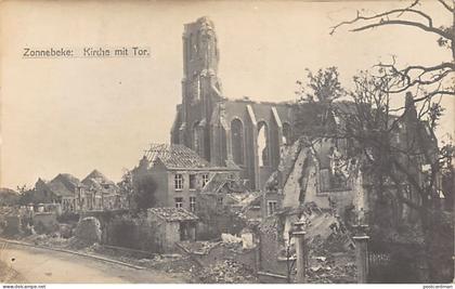België - ZONNEBEKE (W. Vl.) Kerk met poort - FOTOKAART Eerste Wereldoorlog