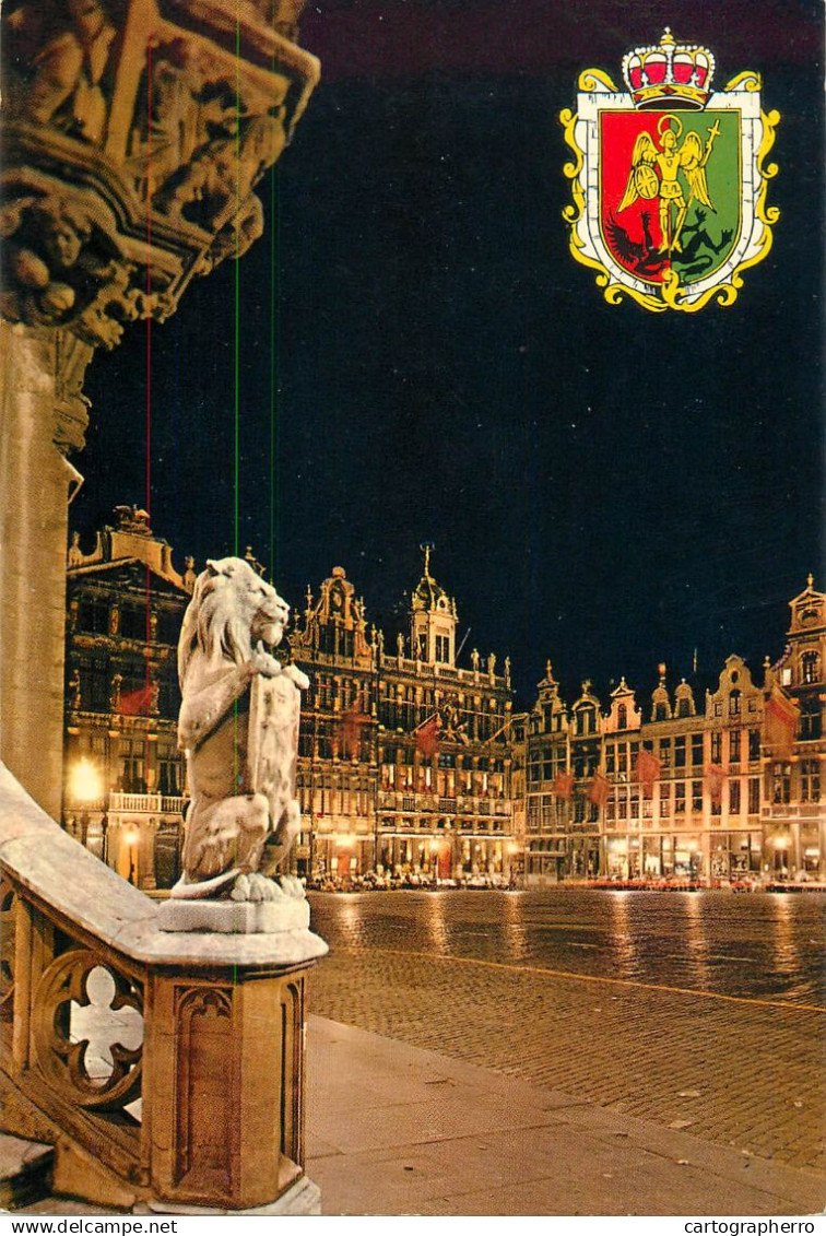 Belgium Bruxelles Grand Place vue partielle de nuit
