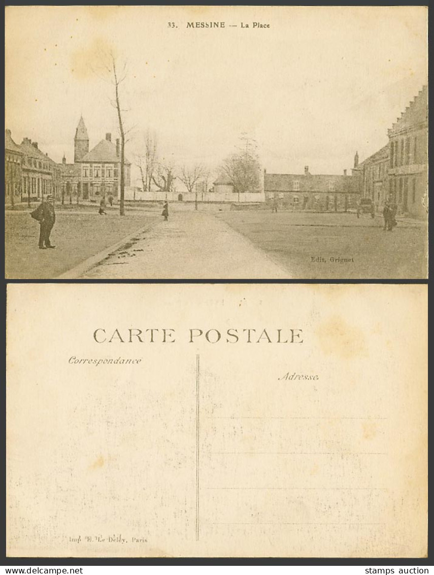Belgium Old Postcard Messine Mesen, La Place The Square, Street Scene, Panorama