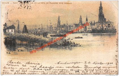 1900 Anvers - Port - Lith Seghers Frères - Rive gauche - Antwerpen Anvers