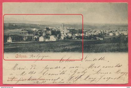 Athus : Vue générale Athus - Aubange - Frontière du Luxembourg en 1899. Edit. Jos. Heymes Zenner Differdingen Rodingen.