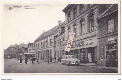Beringen :  markt  ( DELHAIZE  -  plaat KODAK )   met zegel  (  old car )