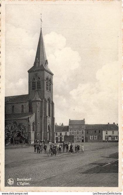 BELGIQUE - Bernissart - Eglise - Religion - vélo - transport - animé - Edit Nels - Carte Postale Ancienne