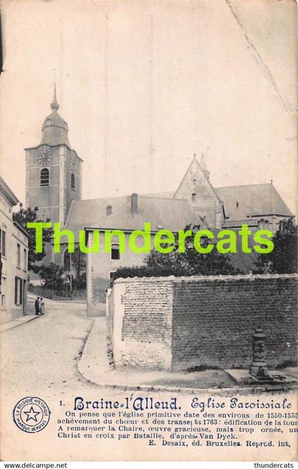 CPA BRAINE L'ALLEUD EGLISE PAROISSIALE ( PLI ! )