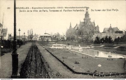CPA Brüssel Brüssel, Weltausstellung 1910, Garten der Stadt Paris, Terrassen
