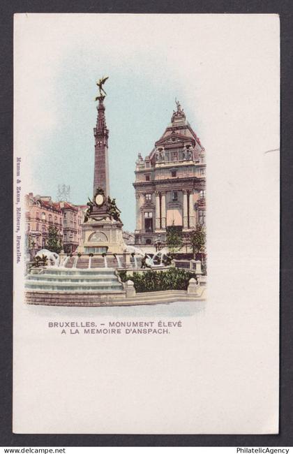 Vintage Postcard Belgium Brussels Anspach Monument