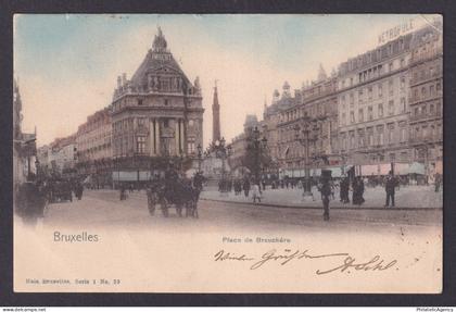 Vintage Postcard Belgium Brussels Brouckere Square 1904