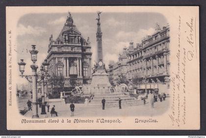 Vintage Postcard Belgium Brussels Monument Anspach 1901