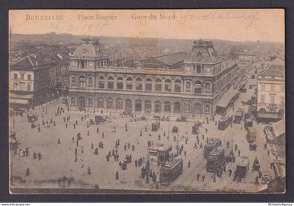 Vintage Postcard Belgium Brussels Place Rogier 1918