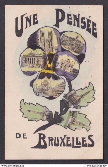Vintage Postcard Belgium Brussels Souvenir Views 1906