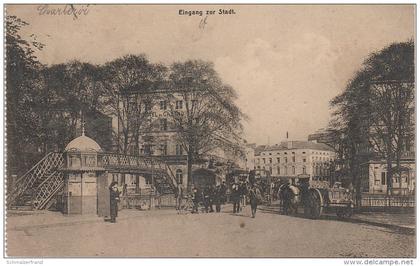 CPA AK Charleroi Eingang Stadt Entree Grand Hotel Casino Hennegau a Mons Namür Brüssel Bruxelles Courcelles Feldpost