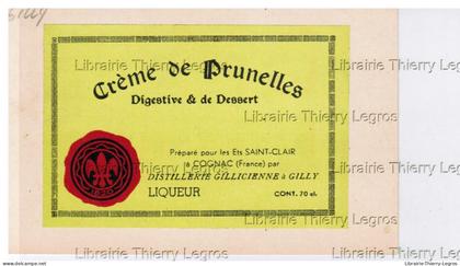 CPA Gilly  publicité Distillerie Gillicienne  pub liqueur crème de prunelles alcool