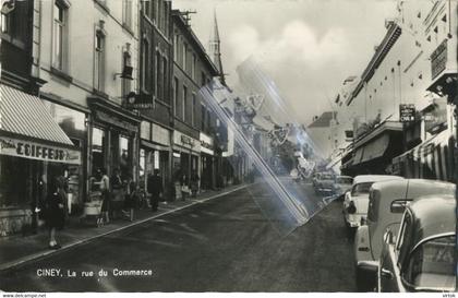 Ciney : la rue du commerce  (  met langstempel ,  cachet ciney )     old cars  coiffeur