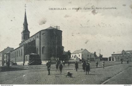 Courcelles // Place et Eglise du Petit Courcelles 1922 vlekken