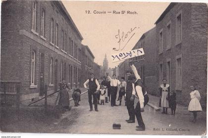 COUVIN :  Rue St Roch (  1909 avec timbre )