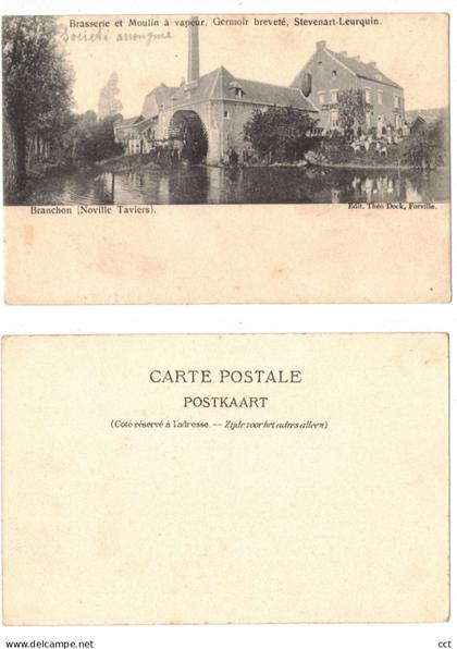 Branchon  Noville Taviers    Brasserie et Moulin à vapeur  Germoir breveté  Stevenart-Leurquin
