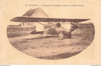 BELGIQUE - Evere - Champ aviation - Moto Aviette Mulot - Transport - Avion - Ed PJ Flion - Carte postale ancienne