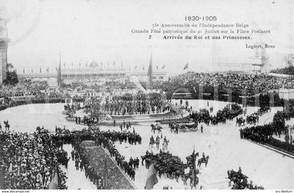 ROYALTY / België / Belgique / 75 anniversaire de l'indépendance Belge / Bruxelles / arrivée roi Leopold II / 2 scans