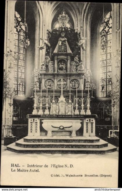 CPA Hal Brabant flamand Flandre, Intérieur de l'Eglise, Le Maitre Autel