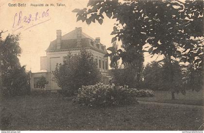 BELGIQUE - Geet Betz - Propriété de Mr Tallon - jardin - arbre - Oblit 1906 - Carte Postale Ancienne