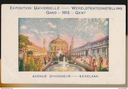 GENT.    AFBEELDINGEN AFFICHE  ) BELGIE  WERELD TENTOONSTELLING GENT 1913 - AVENUE D'HONNEUR