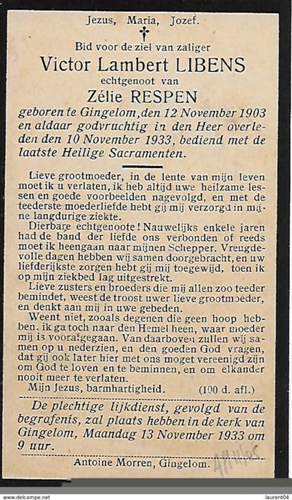 GINGELOM.   VICTOR LIBENS 1903 - 1933