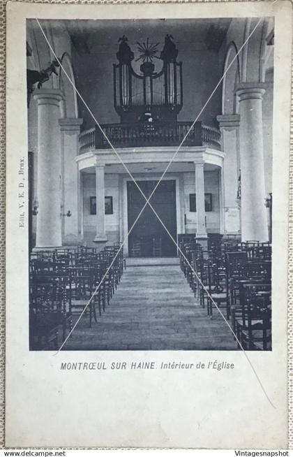 MONTROEUL sur HAINE  intérieur de l’église CP texte en latin au verso 1914-1924