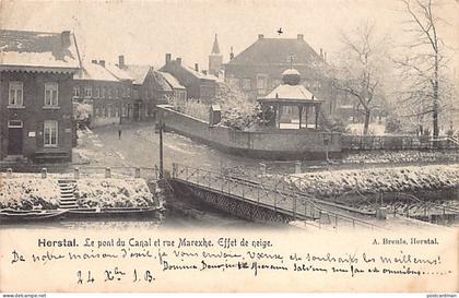 Belgique - HERSTAL (Liège) Le pont du canal et rue Marexhe - Effet de neige