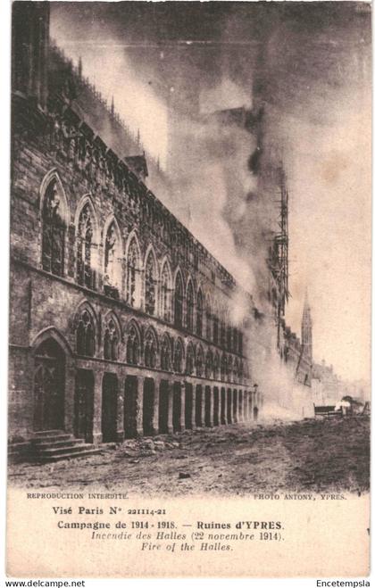 CPA Carte postale Belgique Ypres   Incendie des Halles  guerre 1914-18 VM73144