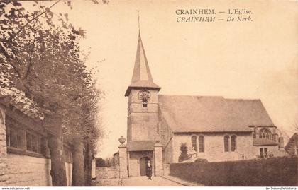 BELGIQUE - Crainhem - Eglise - de Kerk - Flèche - Horloge - Portail - animé - ed Delcon Lacante - Carte Postale Ancienne