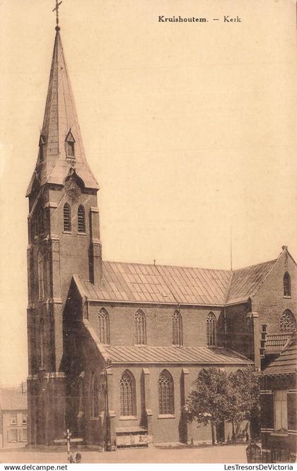 BELGIQUE - Kruishoutem - Kerk - église - religion - façade - horloge - croix - vitrail - Carte Postale Ancienne