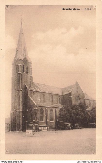 BELGIQUE - Kruishoutem - Kerk - Papeterie St Amand - cour - affiche - voiture - Octaaf de Coene - Carte postale