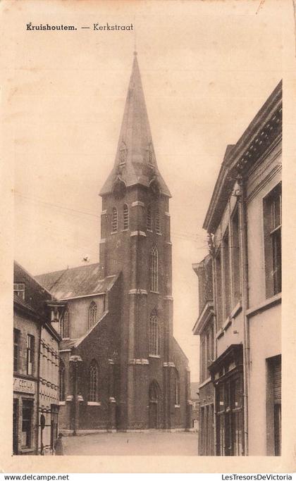 BELGIQUE - Kruishoutem - Kerkstraat - église - religion - horloge - Edit Papeterie St Amand - Carte Postale Ancienne