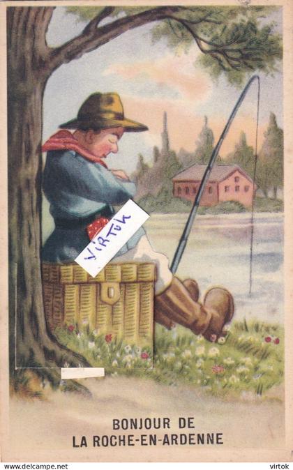 La Roche en Ardenne   (  carte a système  avec des petites vue )    pecheur - visser