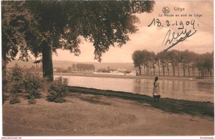 CPA  Carte postale Liège La Meuse en aval de Liège 1909 VM58950ok