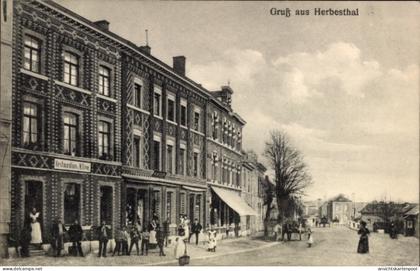 CPA Herbesthal Lontzen Wallonien Lüttich, Straßenpartie, Geschäfte