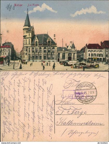 Postkaart Lüttich Luik Lîdje La Poste - Postamt 1915