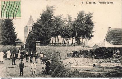 [-50%] CPA - Belgique - Lincent - Vieille Eglise - Animé - clocher - OblitéréBruxelles 1912 - Enfant