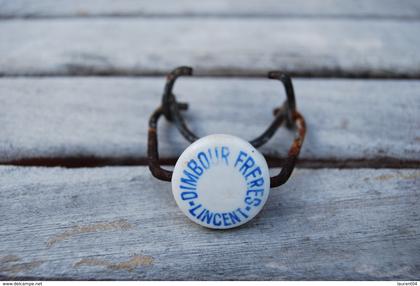 LINCENT.  BRASSERIE DIMBOUR FRERES. ANCIEN BOUCHON EN PORCELAINE DE BOUTEILLE DE BIERE.